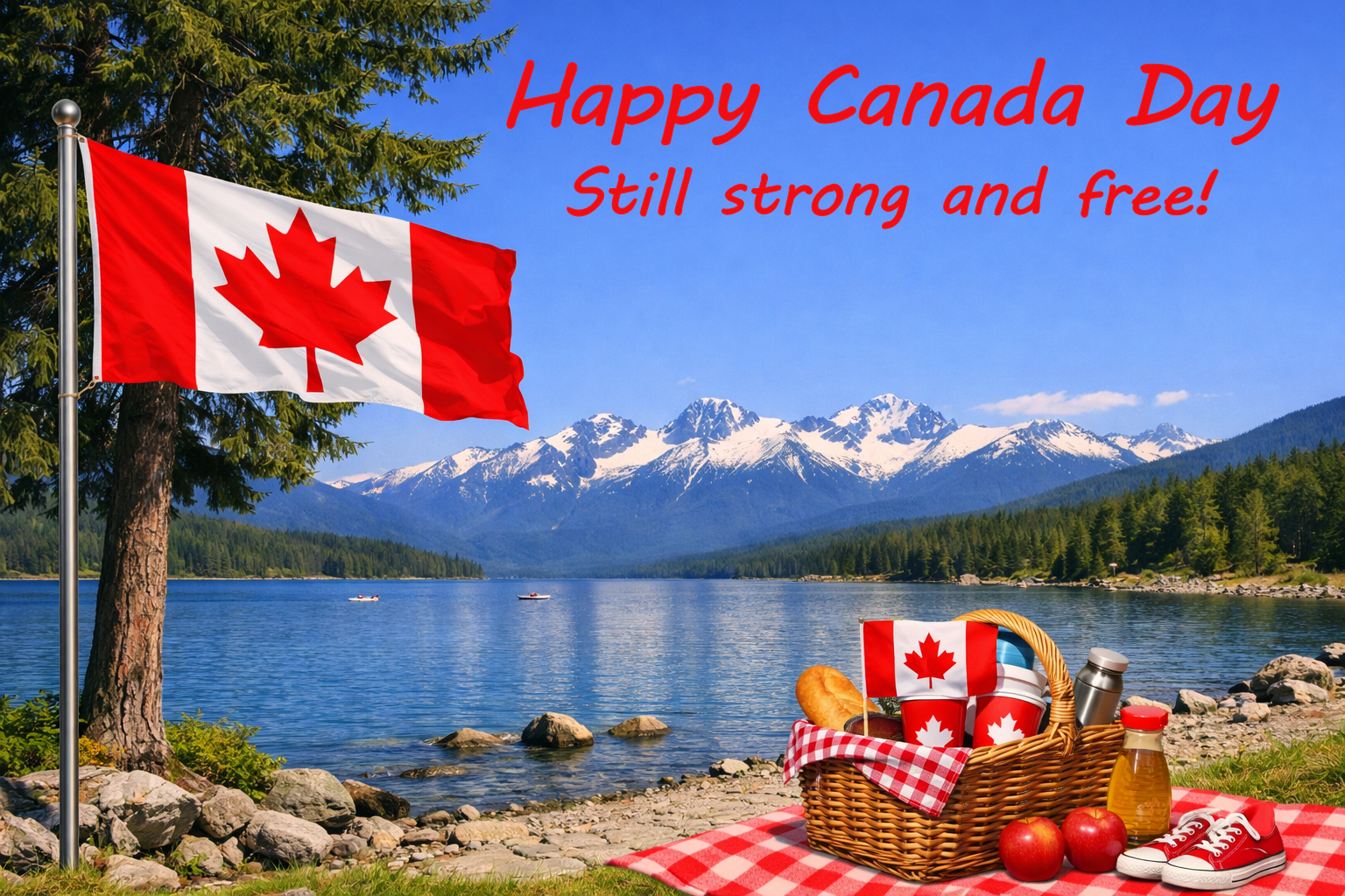 Canada Day lake scene